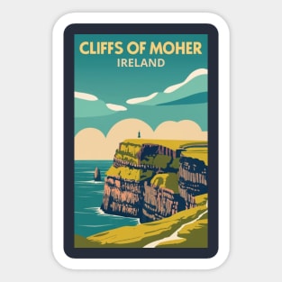 A Vintage Travel Art of the Cliffs of Moher - Ireland Sticker